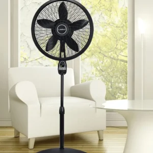 18 inch Pedestal Fan - Black Standing Fan with Remote & Timer