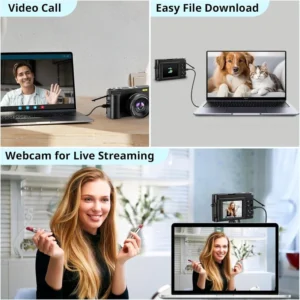 4K Digital Camera: 48MP Autofocus Vlogging Camera, Compact, Black