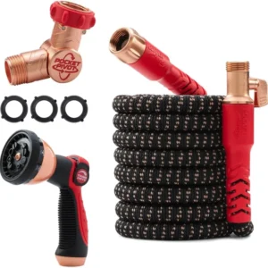 Expandable Garden Hose 50 FT Copper Head with 360° Pivot