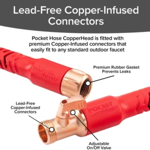 Expandable Garden Hose 50 FT Copper Head with 360° Pivot