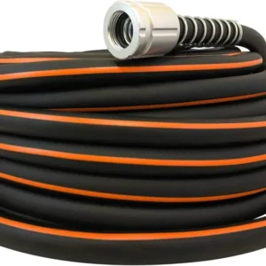Flexon Flextreme Pro Rubber Garden Hose 5/8" x 100ft Black Performance