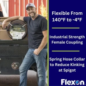 Flexon Flextreme Pro Rubber Garden Hose 5/8" x 100ft Black Performance