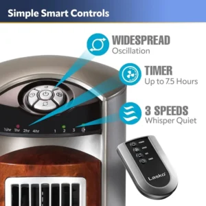 Wind Curve Tower Fan Electric Oscillating 42-Inch Gray/Black